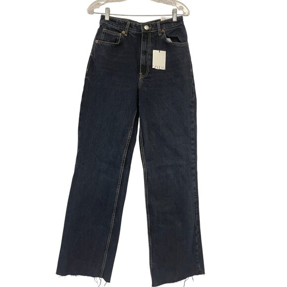 Zara Womens Wide Leg Jeans EU 38 US 6 Full Length Blue Denim 6045/224 NWT - Picture 1 of 15